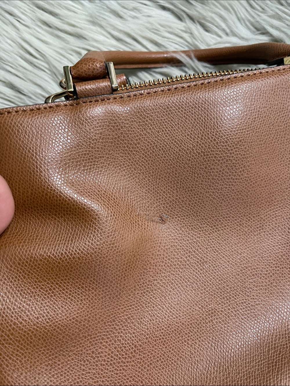 Michael Kors Cognac Pebbled Leather Shoulder Tote with MK Logo - Picture 7 of 8